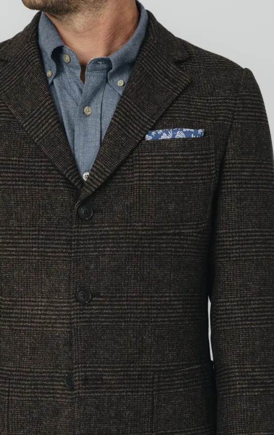 Braune Prince of Wales Tweed Karo Jackett mit aufgesetzten Taschen - photo 3 Braune Prince of Wales Tweed Karo Jackett mit aufgesetzten Taschen - photo 3