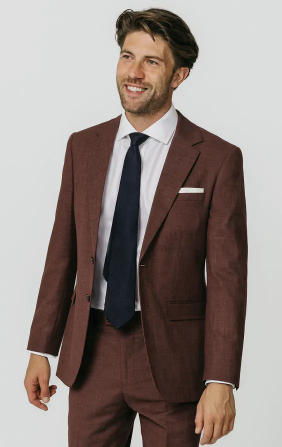 Anzugjacke aus dunklem Rosenholz-Gewebe Anzugjacke aus dunklem Rosenholz-Gewebe