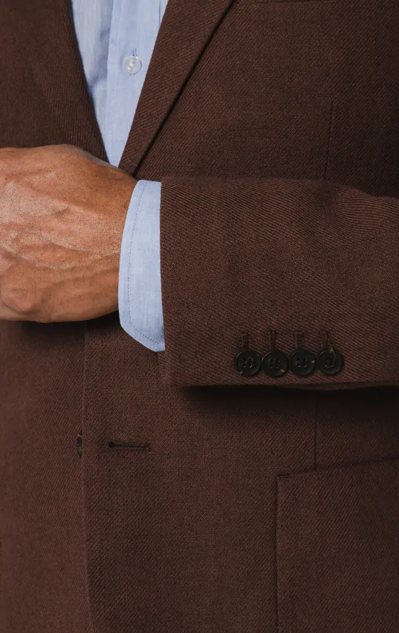 Mokka Anzugjacke aus Leinen - photo 2