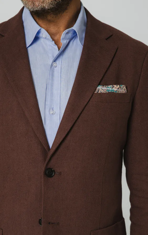 Mokka Anzugjacke aus Leinen - photo 3