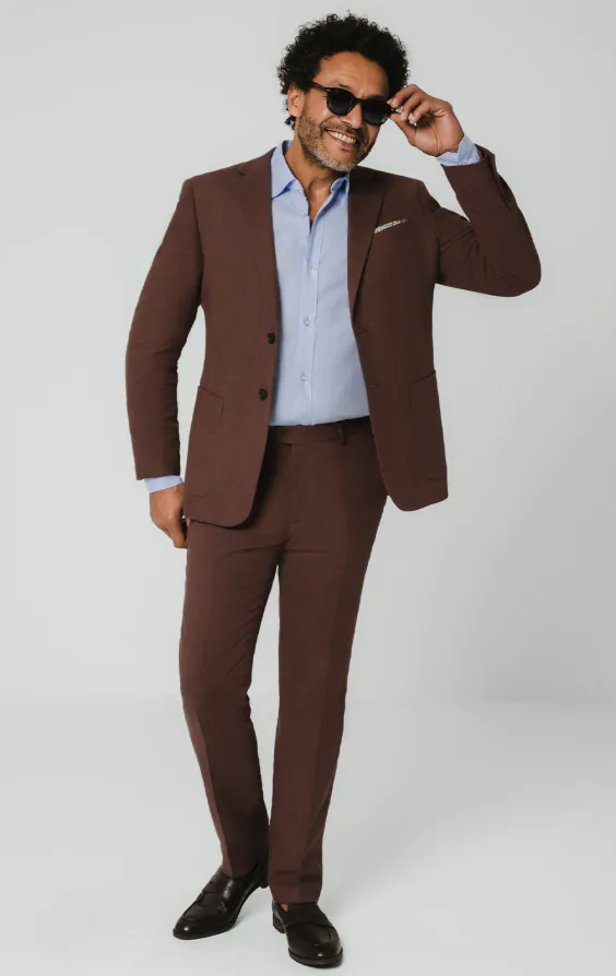 Mokka Anzugjacke aus Leinen - photo 5