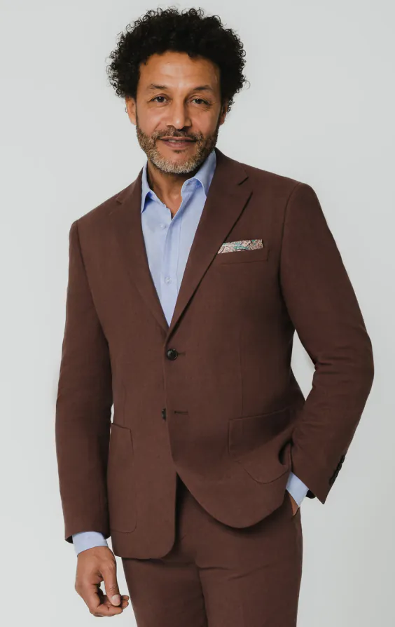 Mokka Anzugjacke aus Leinen - photo 1