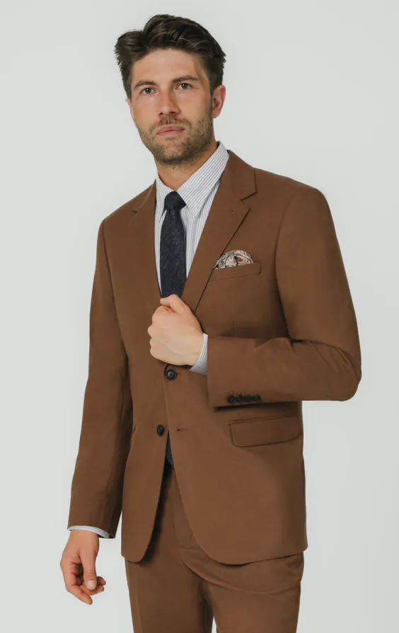 Mittelbraun Twill Anzug Jackett Mittelbraun Twill Anzug Jackett