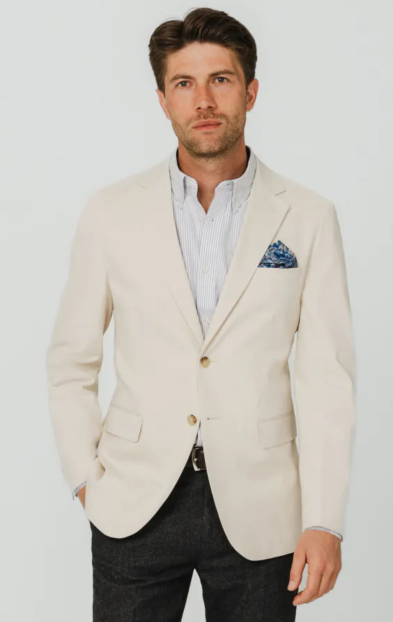 Cremefarbene Jacke aus Baumwoll-Twill Cremefarbene Jacke aus Baumwoll-Twill