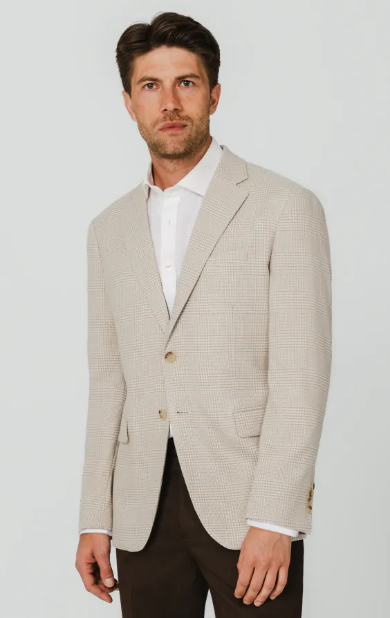 Beige Jacke mit Prince-of-Wales-Karomuster Beige Jacke mit Prince-of-Wales-Karomuster