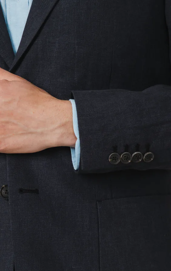 Marineblaues Anzugjackett aus reinem Leinen - photo 2