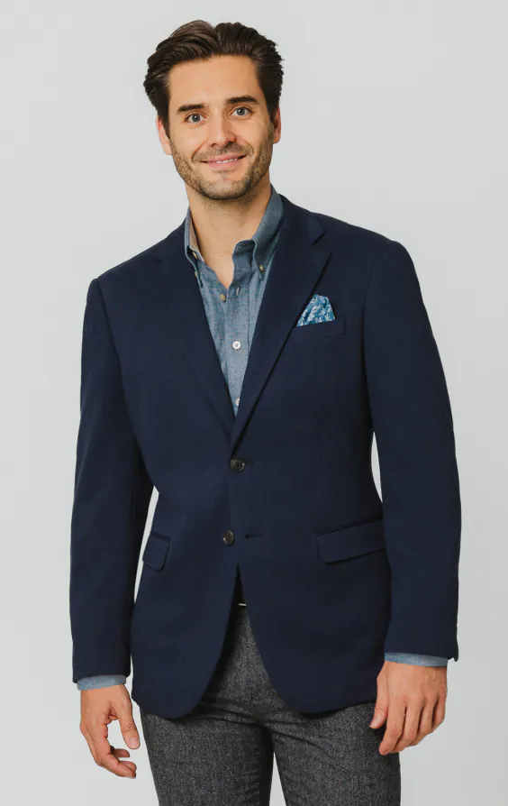 Marineblaue Jacke aus Baumwollpiqué Marineblaue Jacke aus Baumwollpiqué
