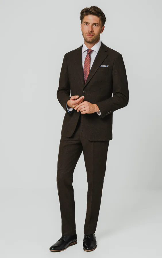 Dunkelbraun Donegal Tweed Anzug Jackett - photo 1