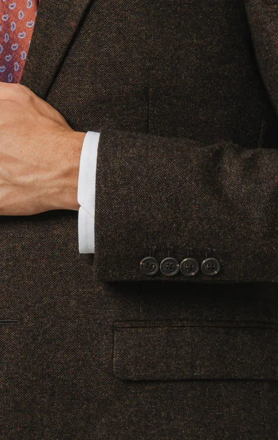 Dunkelbraun Donegal Tweed Anzug Jackett - photo 2