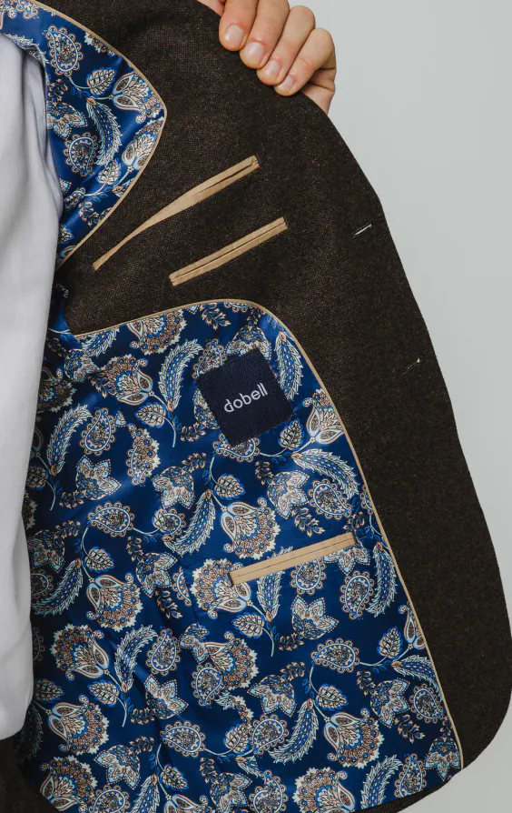 Dunkelbraun Donegal Tweed Anzug Jackett - photo 4