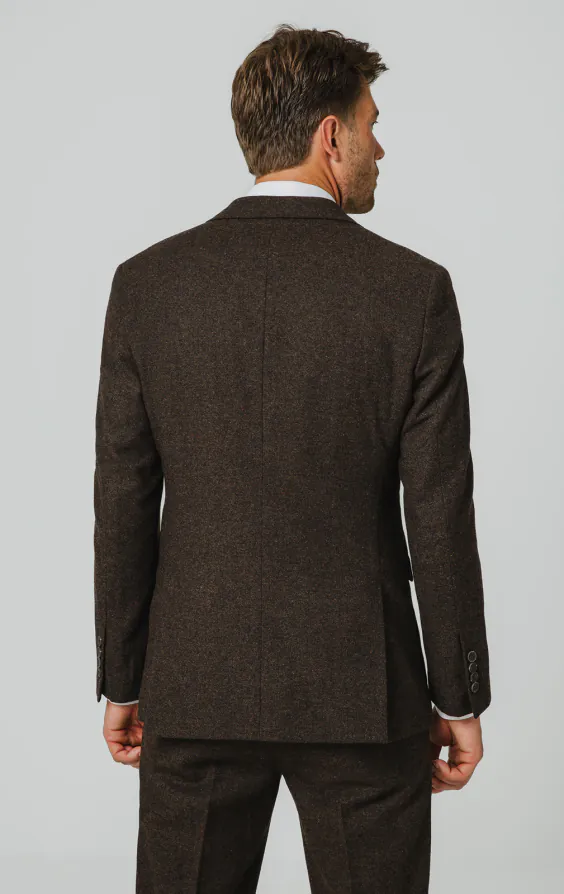Dunkelbraun Donegal Tweed Anzug Jackett - photo 5