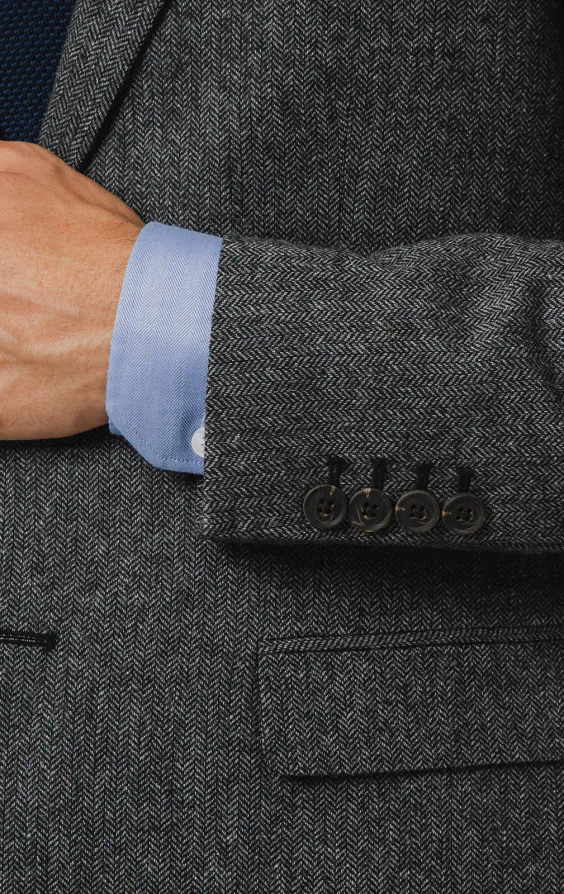 Grau Fischgrätenmuster Tweed Anzug - photo 2 Grau Fischgrätenmuster Tweed Anzug - photo 2