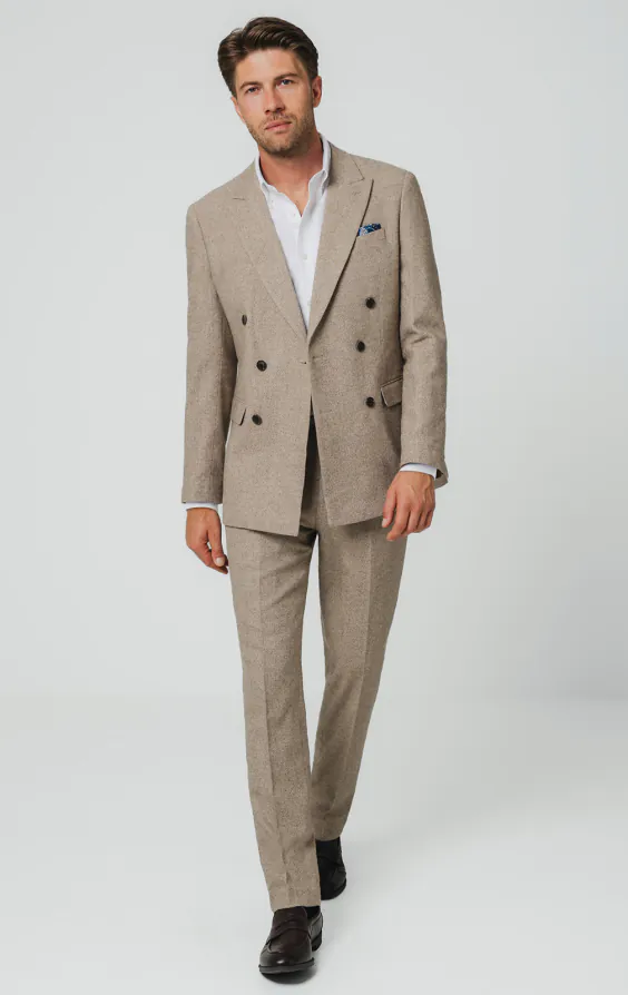 Kamelbraun Twill Tweed Anzug Jackett - photo 1
