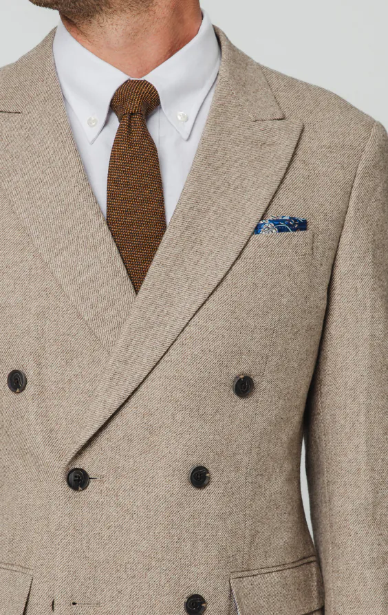 Kamelbraun Twill Tweed Anzug Jackett - photo 3