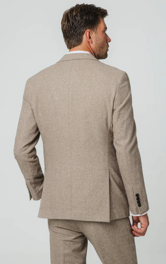 Kamelbraun Twill Tweed Anzug Jackett - photo 5