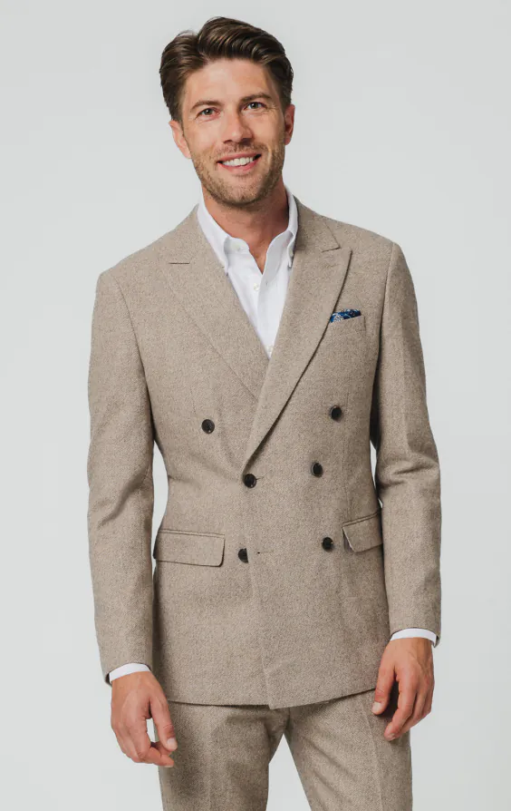 Kamelbraun Twill Tweed Anzug Jackett