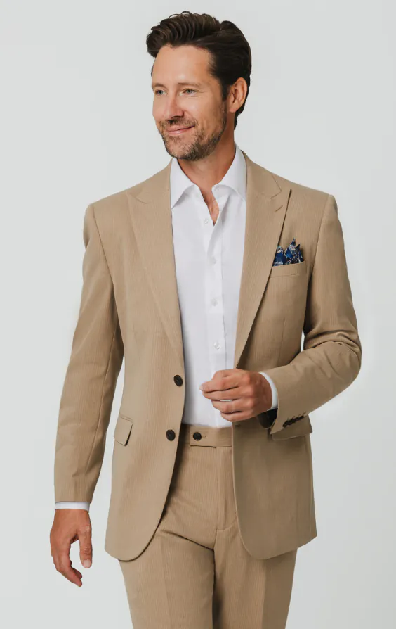 Kamelbraun Nadelstreifen-Anzugjacke Kamelbraun Nadelstreifen-Anzugjacke