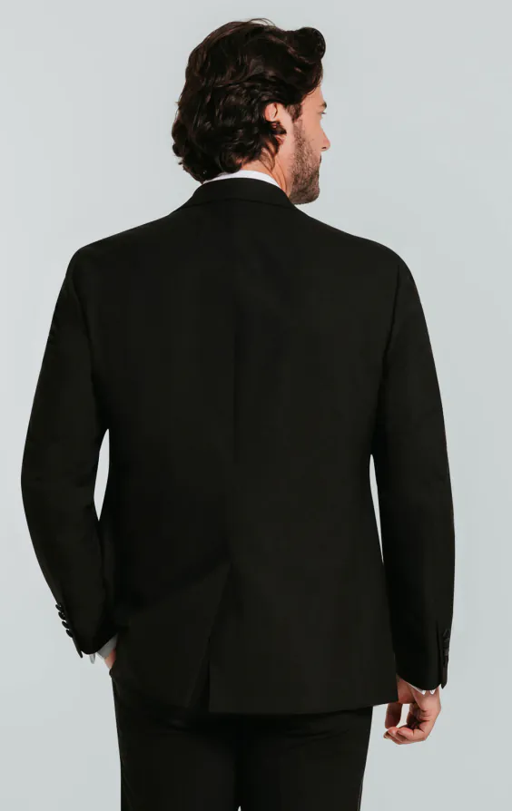 Schwarzer Slim-Fit Smoking mit Fallendes Revers - photo 3