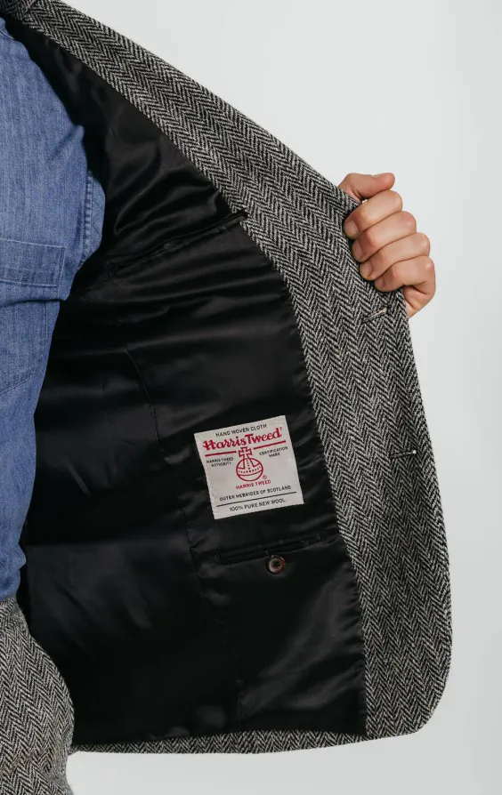 Harris Tweed Jackett, Grau, Fischgrätenmuster - photo 4 Harris Tweed Jackett, Grau, Fischgrätenmuster - photo 4