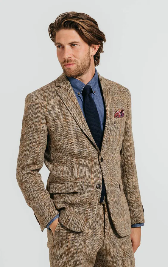 Harris Tweed Jackett, Braun, Karomuster Harris Tweed Jackett, Braun, Karomuster