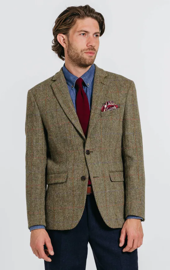 Harris Tweed Jackett, Grün, Karomuster