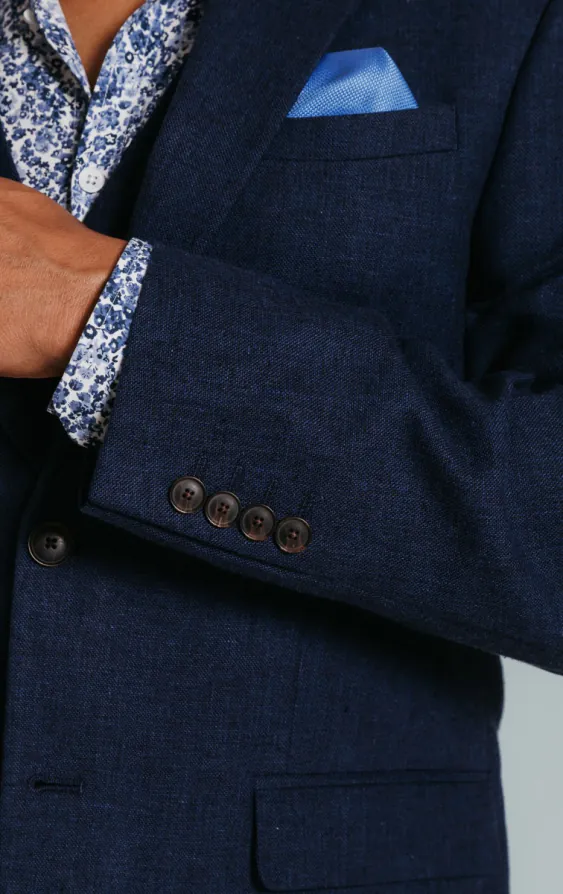 Leinen Blazer, Marineblau - photo 2