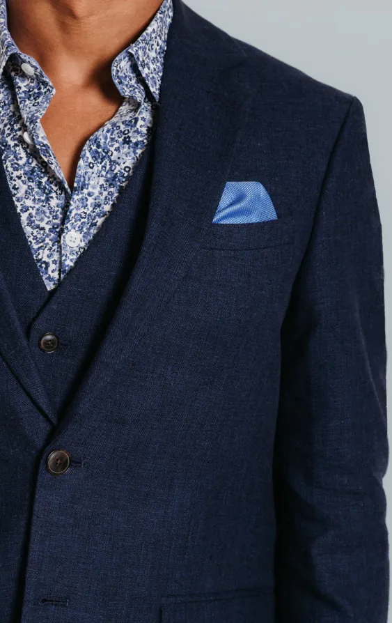 Leinen Blazer, Marineblau - photo 3