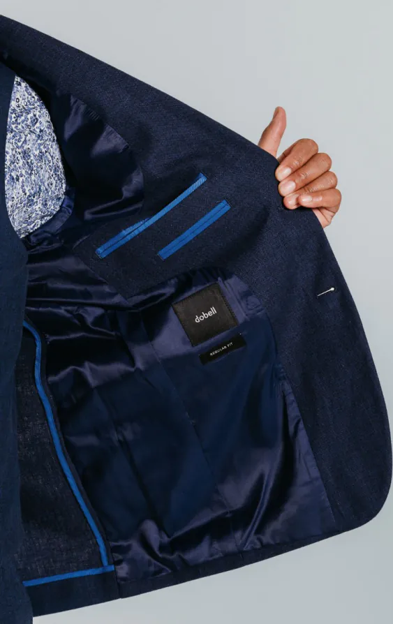 Leinen Blazer, Marineblau - photo 4