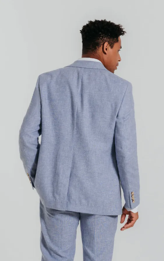 Leinen Blazer, Hellblau - photo 1
