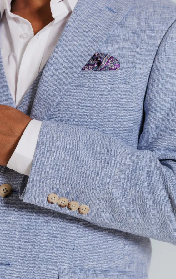 Leinen Blazer, Hellblau - photo 2