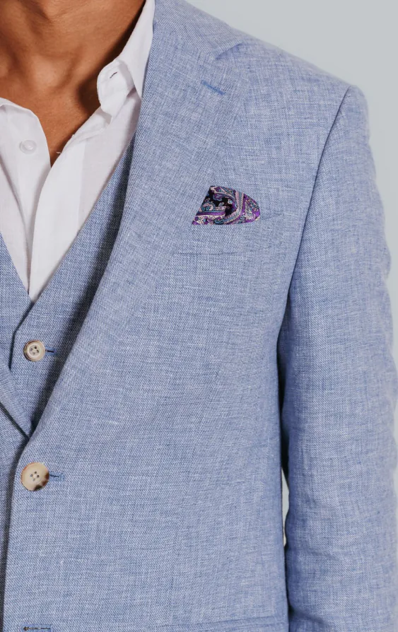 Leinen Blazer, Hellblau - photo 3