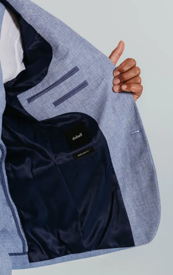 Leinen Blazer, Hellblau - photo 4