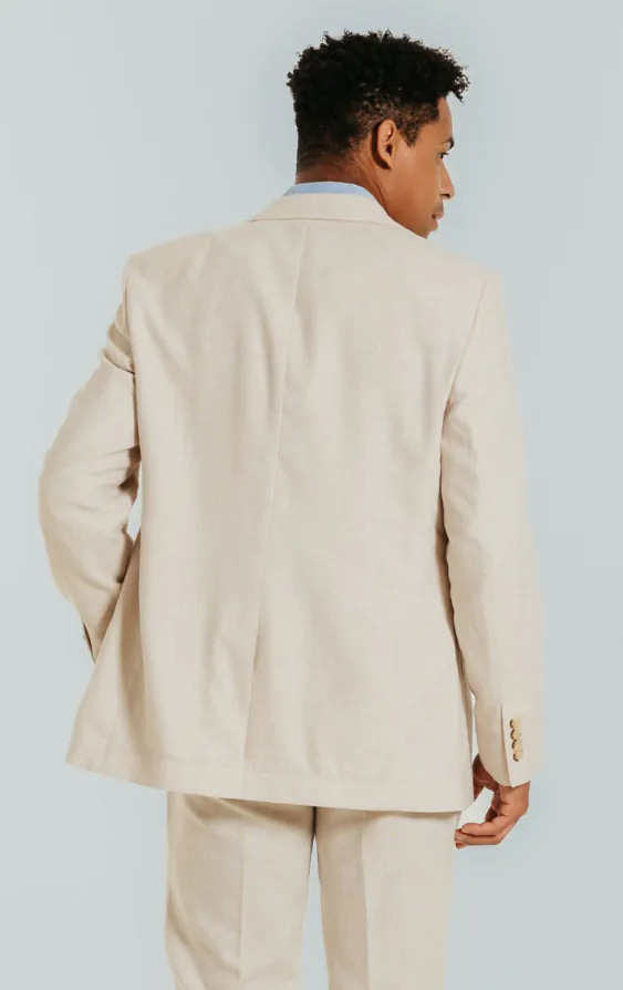 Leinen Blazer, Cremefarben, Slim-Fit - photo 4