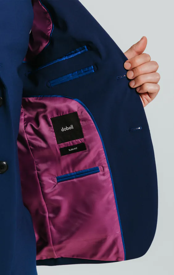 Dobell Blau Slim-Fit Anzug Jackett - photo 4