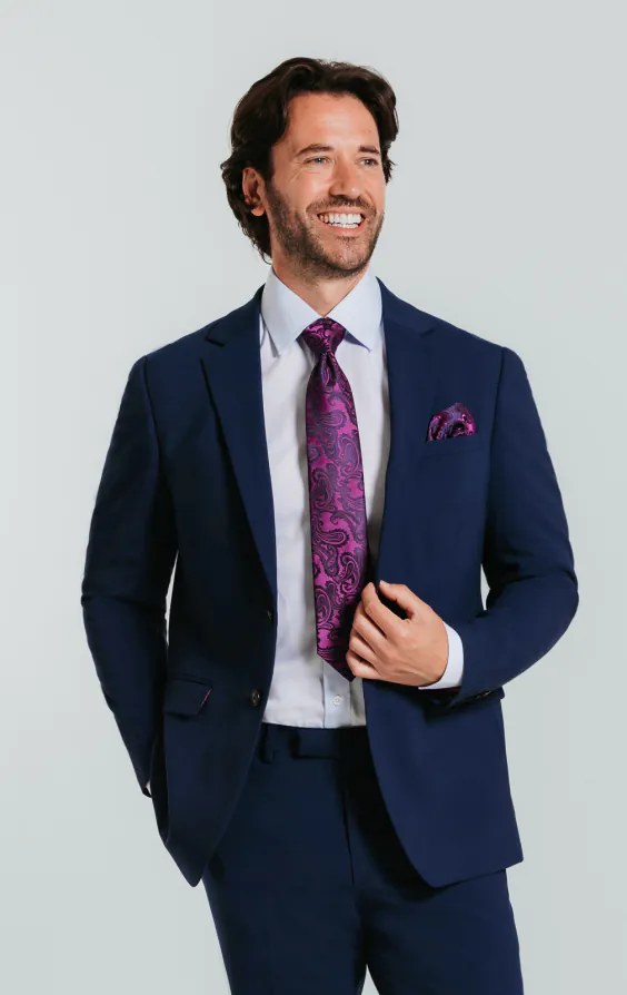 Dobell Blau Slim-Fit Anzug Jackett