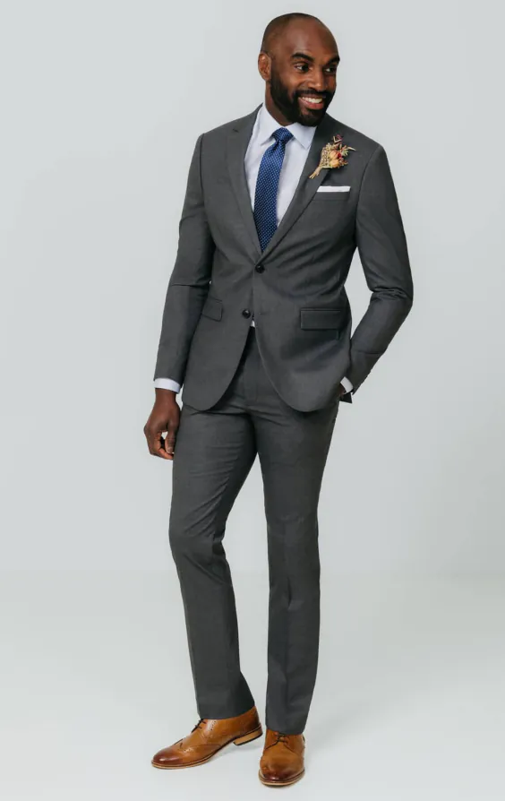 Grau Slim-Fit Anzug Jackett - photo 1
