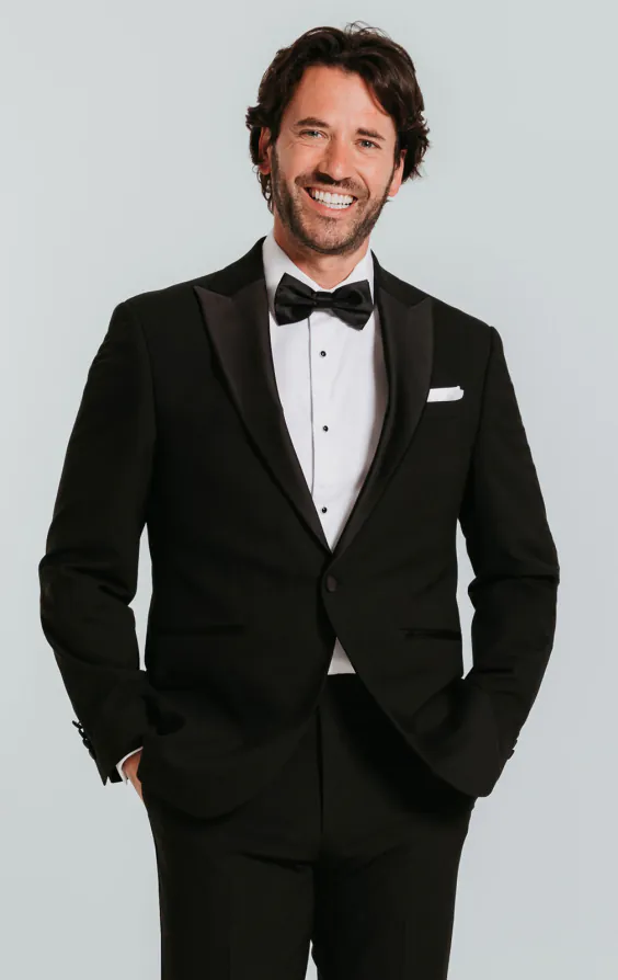 Dobell Schwarzer Slimfit Smoking Jackett mit Steigendem Revers Dobell Schwarzer Slimfit Smoking Jackett mit Steigendem Revers