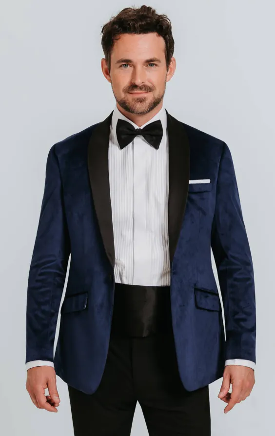 Jackett, Slim-Fit, Marineblau, Samt Jackett, Slim-Fit, Marineblau, Samt
