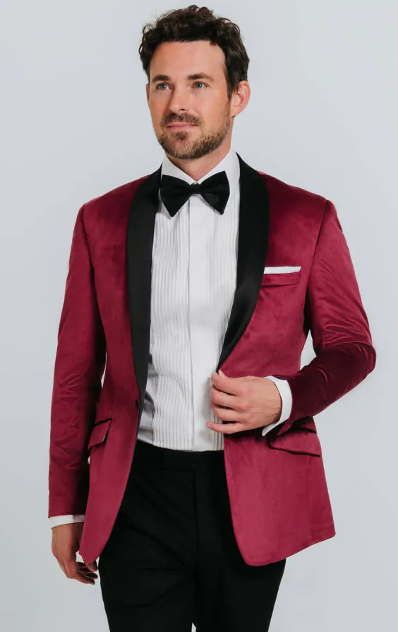 Jackett, Slim-Fit, Weinrot, Samt Jackett, Slim-Fit, Weinrot, Samt