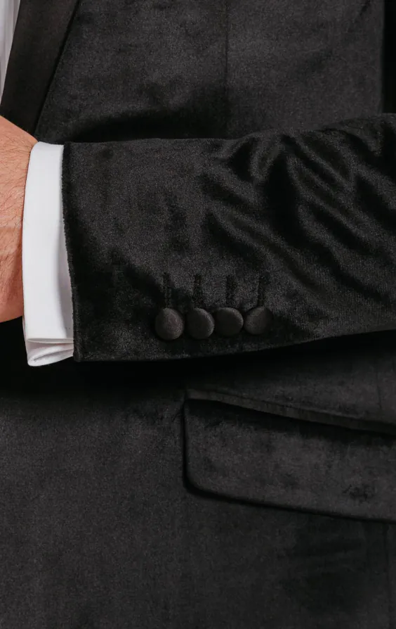 Jackett, Slim Fit, Schwarz, Samt - photo 2 Jackett, Slim Fit, Schwarz, Samt - photo 2