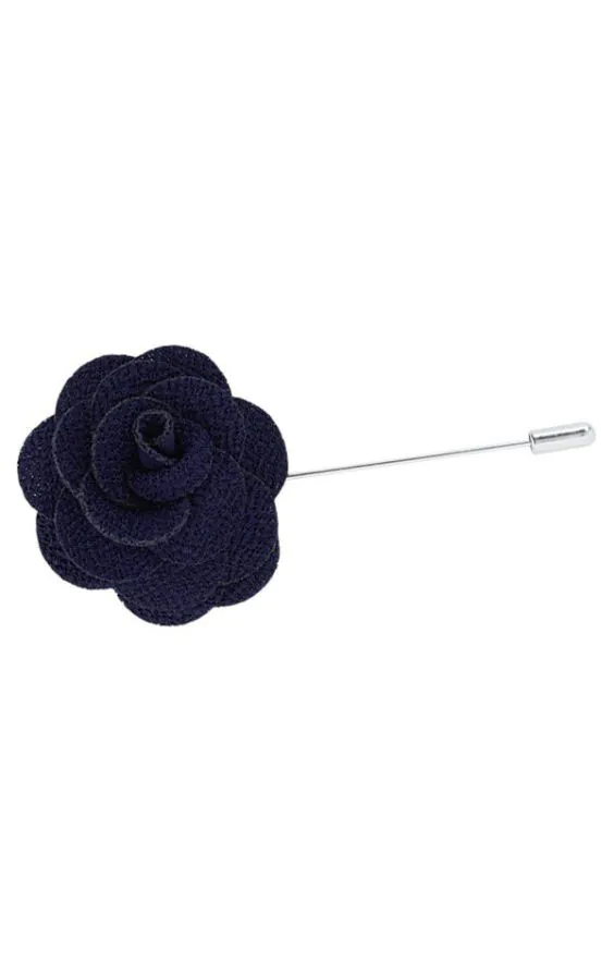 Reversnadel, Blumenmotiv, Marineblau