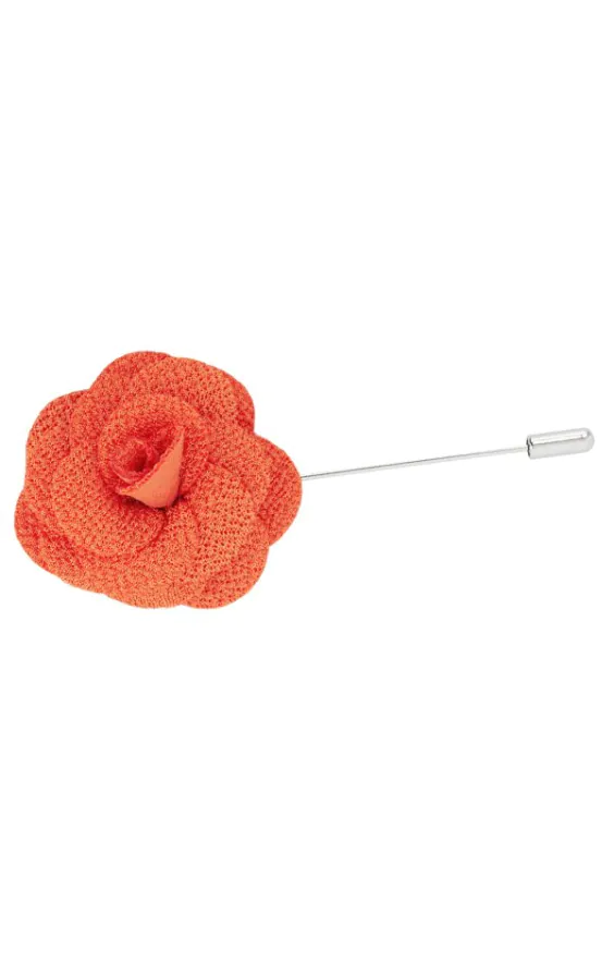 Reversnadel, Blumenmotiv, Orange