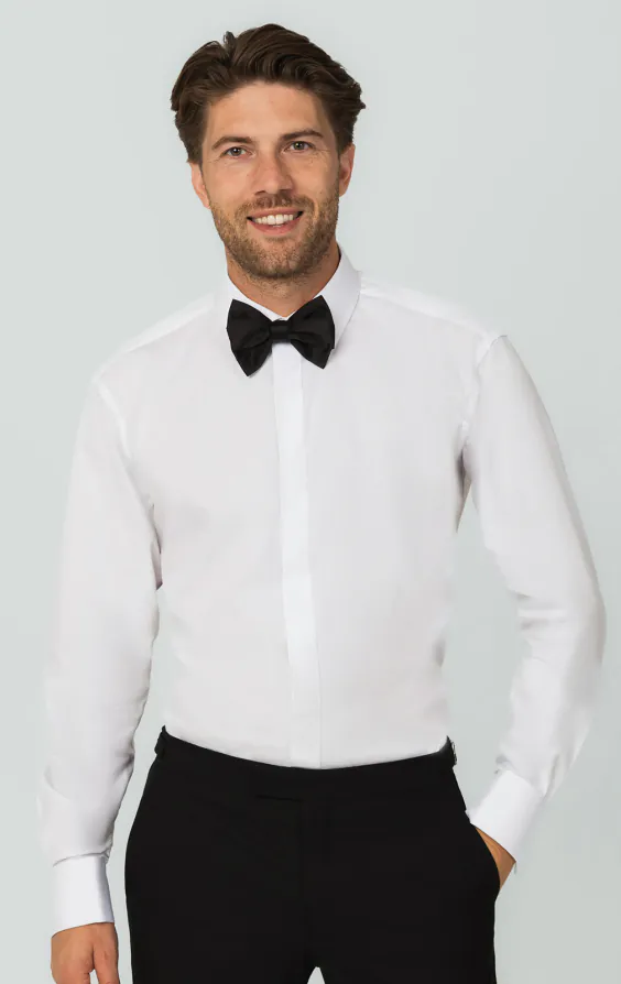 Smokinghemd, schlichte Hemdbrust, Slimfit, 100% baumwolle