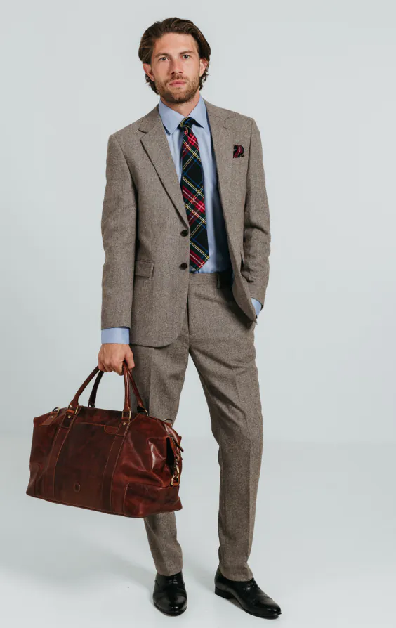 Braun Fischgrätenmuster Tweed Anzug - photo 1 Braun Fischgrätenmuster Tweed Anzug - photo 1