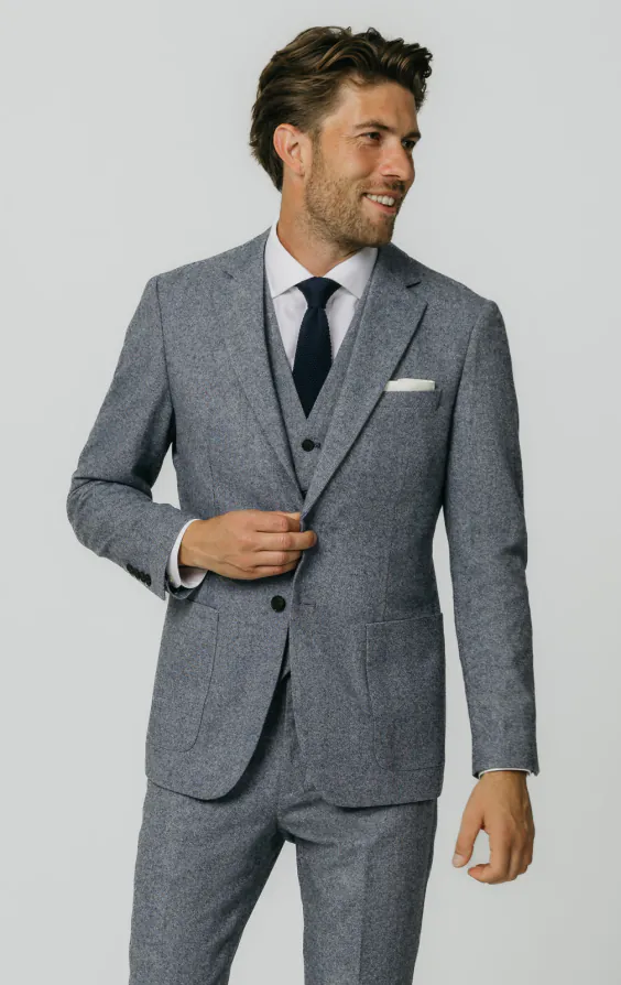 Blau Donegal Tweed 3-Telig Anzug Blau Donegal Tweed 3-Telig Anzug