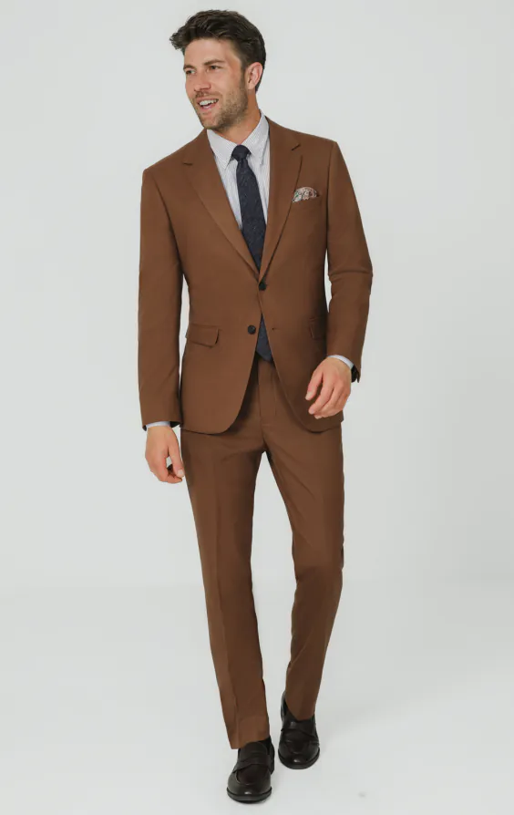 Mittelbraun Twill 3-Teilig Anzug - photo 1 Mittelbraun Twill 3-Teilig Anzug - photo 1