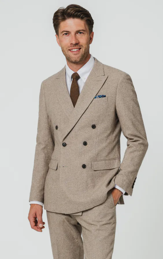 Kamelbraun Twill Tweed Anzug Kamelbraun Twill Tweed Anzug