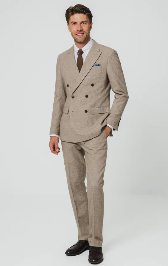 Kamelbraun Twill Tweed 3-Teilig Anzug - photo 1 Kamelbraun Twill Tweed 3-Teilig Anzug - photo 1