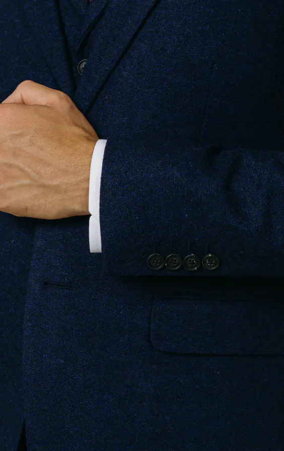 Donegal Tweed Anzug, Marineblau, 3-Teilig - photo 2 Donegal Tweed Anzug, Marineblau, 3-Teilig - photo 2