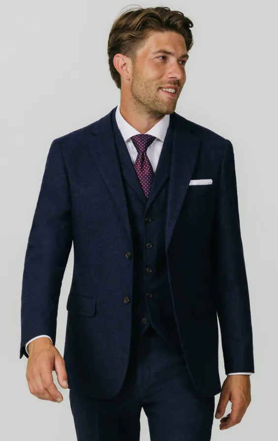 Donegal Tweed Anzug, Marineblau, 3-Teilig Donegal Tweed Anzug, Marineblau, 3-Teilig